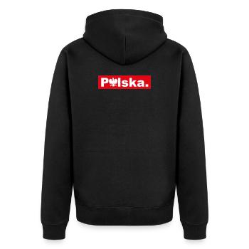 Polska. - Unisex Premium Organic Zip Hoodie - black - Back - Nico (187cm)