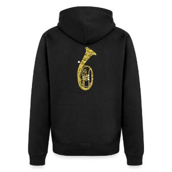 Tenorhorn - Unisex Premium Bio Zip Hoodie - Schwarz - Hinten - Nico (187cm)