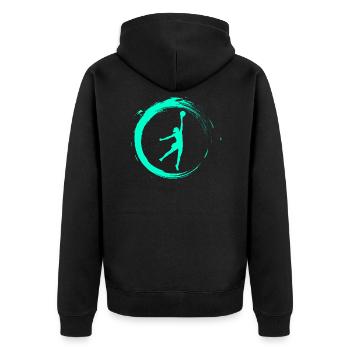Basketballspielerin - Unisex Premium Bio Zip Hoodie - Schwarz - Hinten - Nico (187cm)