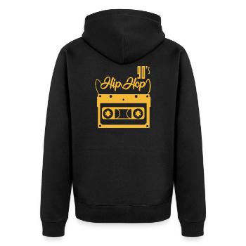 Hip Hop 90er - Unisex Premium Bio Zip Hoodie - Schwarz - Hinten - Nico (187cm)