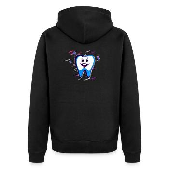 Dentée calcifiée des années 80 Rétro Violet - Veste à capuche bio Premium Unisexe - noir - Dos - Nico (187cm)
