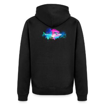 Fish Koehler colorful - Unisex Premium Organic Zip Hoodie - black - Back - Nico (187cm)