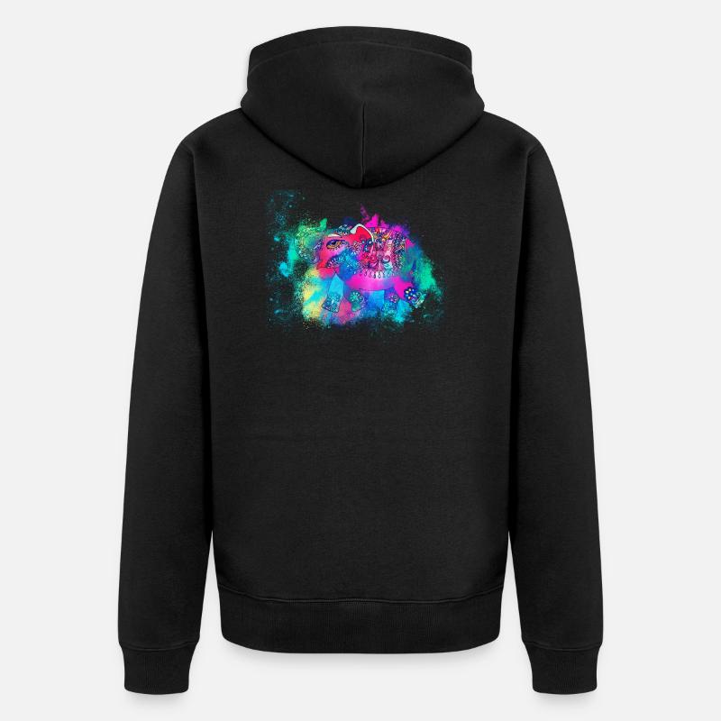 Elefant Dickhäuter farbenfroh - Unisex Premium Bio Zip Hoodie - Schwarz