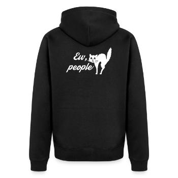 Ew People Uh Menschen - Unisex Premium Bio Zip Hoodie - Schwarz - Hinten - Nico (187cm)