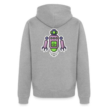 Roboter - Unisex Premium Bio Zip Hoodie - Grau meliert - Hinten - Nico (187cm)