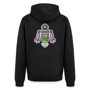 Roboter - Unisex Premium Bio Zip Hoodie - Schwarz - Hinten - Nico (187cm)