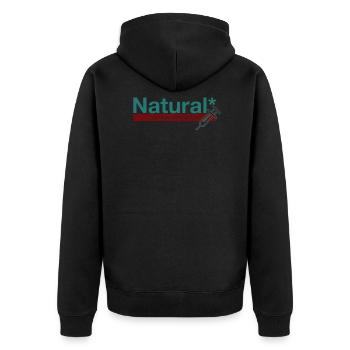 Natural - Zu feige zum Stoffen - Bodybuilding - Unisex Premium Bio Zip Hoodie - Schwarz - Hinten - Nico (187cm)