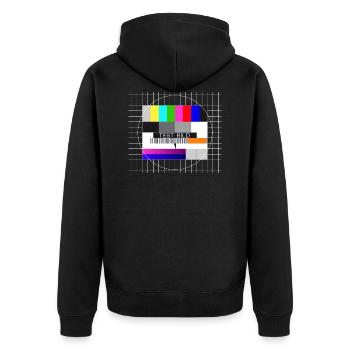 Fernseh-Testbild Big Bang Mac Display Screenshot - Unisex Premium Bio Zip Hoodie - Schwarz - Hinten - Nico (187cm)