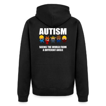 TShirt cadeau de sensibilisation à l'autisme - Veste à capuche bio Premium Unisexe - noir - Dos - Nico (187cm)