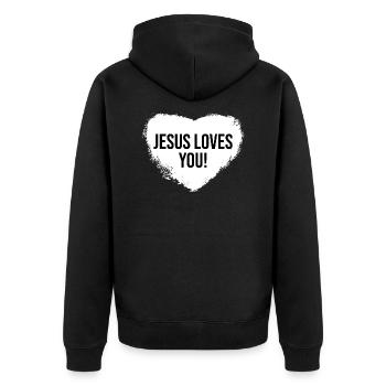 Jésus vous aime coeur Bible cadeau chrétien - Veste à capuche bio Premium Unisexe - noir - Dos - Nico (187cm)