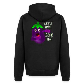 Aubergine drôle s'amuse - Veste à capuche bio Premium Unisexe - noir - Dos - Nico (187cm)