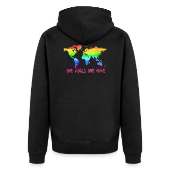 Un monde un monde carte du monde - Veste à capuche bio Premium Unisexe - noir - Dos - Nico (187cm)