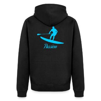 SUP - Unisex Premium Bio Zip Hoodie - Schwarz - Hinten - Nico (187cm)