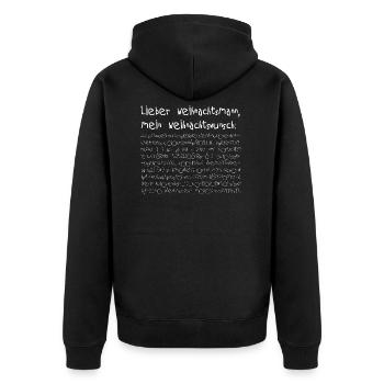 Weihnachtswunsch URL - Unisex Premium Bio Zip Hoodie - Schwarz - Hinten - Nico (187cm)