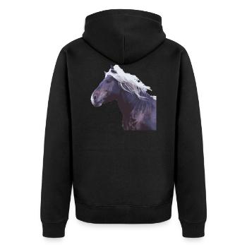 cheval sang froid crinière tête de cheval photo cadeau réel - Veste à capuche bio Premium Unisexe - noir - Dos - Nico (187cm)