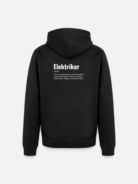 Elektriker Spannung Strom Elektrotechnik Licht - Unisex Premium Bio Zip Hoodie - Schwarz