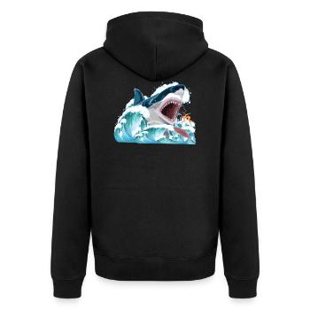 Megalodon attacks ! - Unisex Premium Bio Zip Hoodie - Schwarz - Hinten - Nico (187cm)