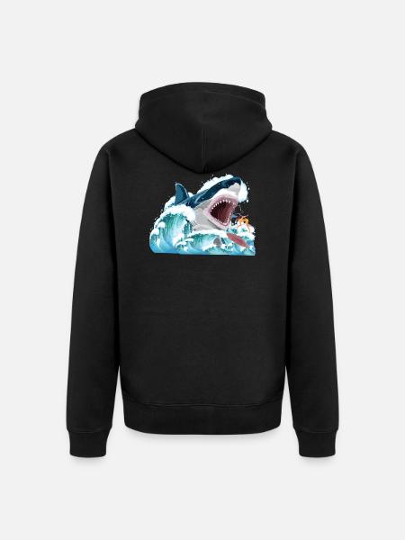 Megalodon attacks! - Unisex Premium Organic Zip Hoodie - black
