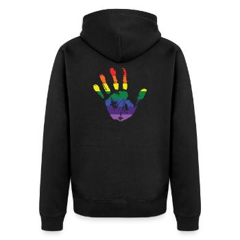 Empreinte de la main arc-en-ciel - Veste à capuche bio Premium Unisexe - noir - Dos - Nico (187cm)