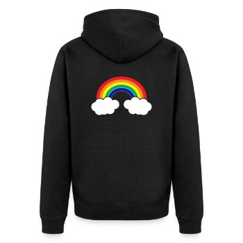 Regenbogen - Unisex Premium Bio Zip Hoodie - Schwarz - Hinten - Nico (187cm)