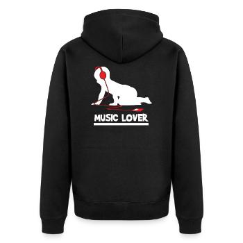 Music Lover Baby - Geschenkidee - Unisex Premium Bio Zip Hoodie - Schwarz - Hinten - Nico (187cm)