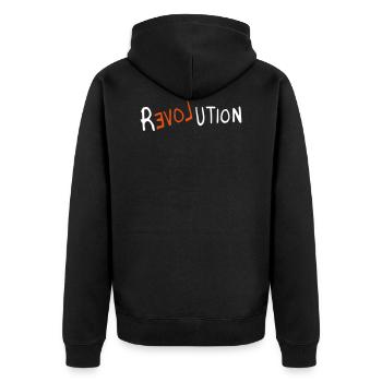 revolution - Unisex Premium Bio Zip Hoodie - Schwarz - Hinten - Nico (187cm)