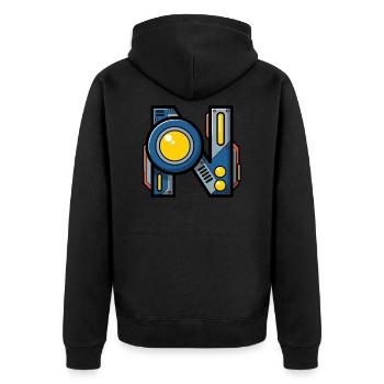 Buchstabe N Geschenk Name Roboter Technik nerd - Unisex Premium Bio Zip Hoodie - Schwarz - Hinten - Nico (187cm)