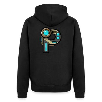 Buchstabe P Geschenk Name Roboter Technik nerd - Unisex Premium Bio Zip Hoodie - Schwarz - Hinten - Nico (187cm)