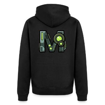 Buchstabe M Geschenk Name Roboter Technik nerd - Unisex Premium Bio Zip Hoodie - Schwarz - Hinten - Nico (187cm)