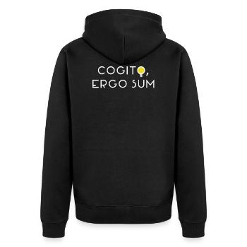 Ich denke also bin ich Latein - Unisex Premium Bio Zip Hoodie - Schwarz - Hinten - Nico (187cm)