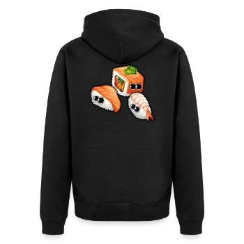 cute sushi - Unisex Premium Organic Zip Hoodie - black - Back - Nico (187cm)