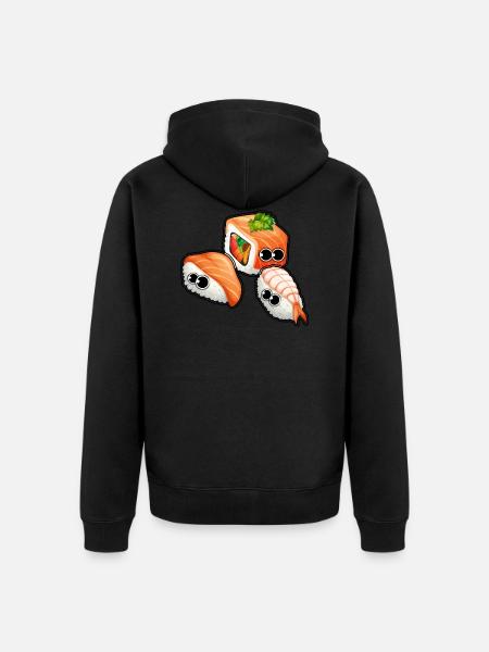cute sushi - Unisex Premium Organic Zip Hoodie - black