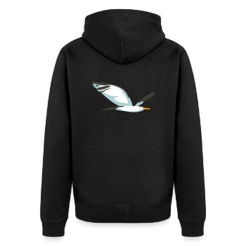 Gull flying Baltic Sea North Sea flight bird - Unisex Premium Organic Zip Hoodie - black - Back - Nico (187cm)