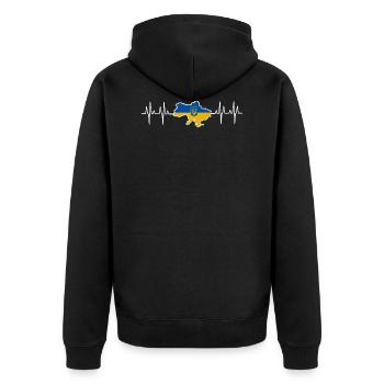 Ukraine - Unisex Premium Bio Zip Hoodie - Schwarz - Hinten - Nico (187cm)