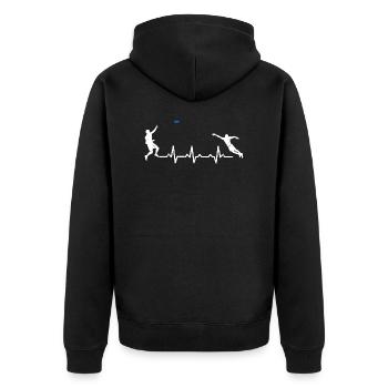 Heartbeats Frisbee Heart Rate - Unisex Premium Bio Zip Hoodie - Schwarz - Hinten - Nico (187cm)
