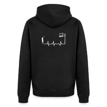 Heartbeats Basketball Heart Rate - Unisex Premium Bio Zip Hoodie - Schwarz - Hinten - Nico (187cm)