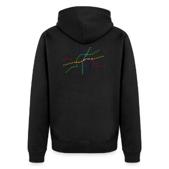 Line network / timetable / tram - Unisex Premium Organic Zip Hoodie - black - Back - Nico (187cm)