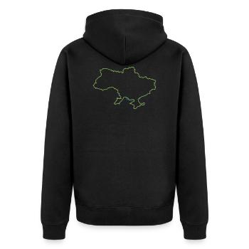 Ukraine - Unisex Premium Bio Zip Hoodie - Schwarz - Hinten - Nico (187cm)