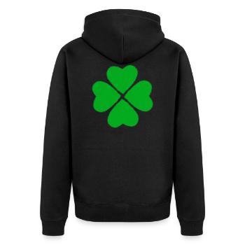 Glück Vierblättriges Klee Blatt Geschenk Textur - Unisex Premium Bio Zip Hoodie - Schwarz - Hinten - Nico (187cm)