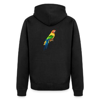 Papagei - Unisex Premium Bio Zip Hoodie - Schwarz - Hinten - Nico (187cm)
