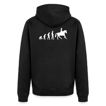 Reiten Evolution Pferde Pferd Reiter Reiterin - Unisex Premium Bio Zip Hoodie - Schwarz - Hinten - Nico (187cm)
