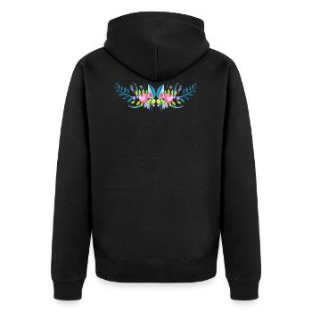 Blumenranke Geschenk Frauen - Unisex Premium Bio Zip Hoodie - Schwarz - Hinten - Nico (187cm)