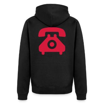 telephone speaking handset symbol - Unisex Premium Organic Zip Hoodie - black - Back - Nico (187cm)