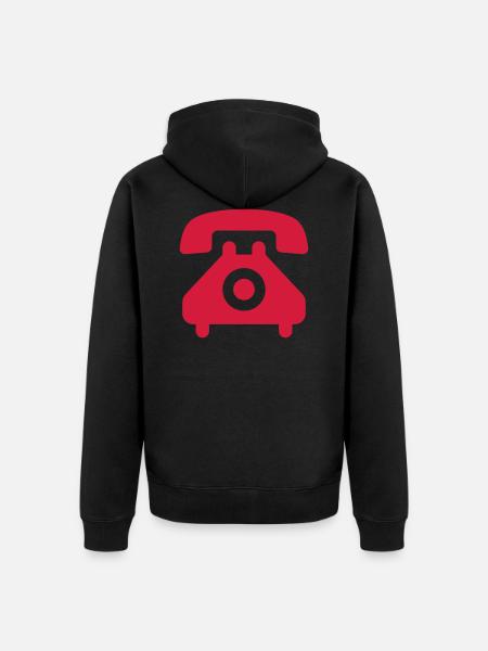telephone speaking handset symbol - Unisex Premium Organic Zip Hoodie - black