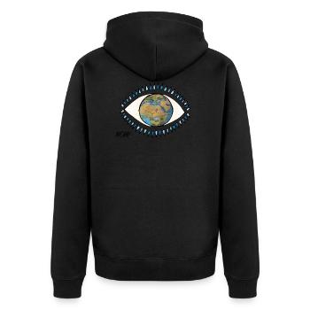 NOW ... watch the world! - Unisex Premium Organic Zip Hoodie - black - Back - Nico (187cm)