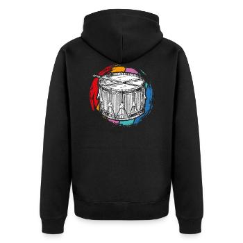 Instrument Trommel - Unisex Premium Bio Zip Hoodie - Schwarz - Hinten - Nico (187cm)