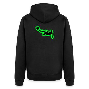 Silhouette Football Green and Black Outline - Unisex Premium Organic Zip Hoodie - black - Back - Nico (187cm)