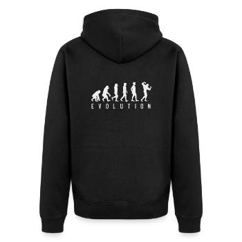 Evolution Bodybuilding Gym Fitness Geschenk - Unisex Premium Bio Zip Hoodie - Schwarz - Hinten - Nico (187cm)