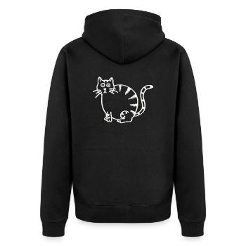 THICK CAT - Unisex Premium Organic Zip Hoodie - black - Back - Nico (187cm)