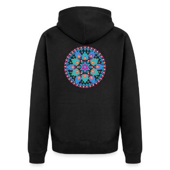 Diwali Mandala - Geschenkidee - Unisex Premium Bio Zip Hoodie - Schwarz - Hinten - Nico (187cm)